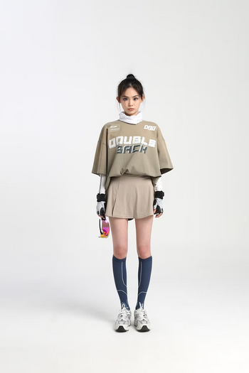 Double Back - Washed Sport Logo Oversized Tee - Green