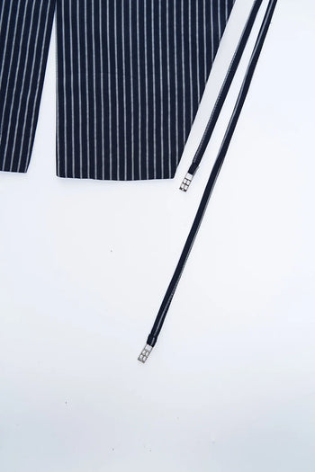 Double Back Drop Shirt Top - Blue Stripes