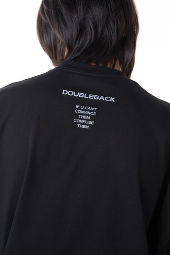 Double Back Blurred Logo Oversized T-Shirt - Black