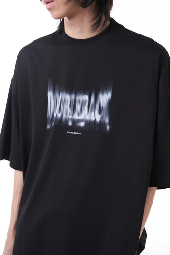 Double Back Blurred Logo Oversized T-Shirt - Black
