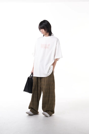 Double Back Blurred Logo Oversized T-Shirt - White