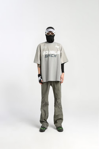 Double Back - Washed Sport Logo Oversized Tee - Grey