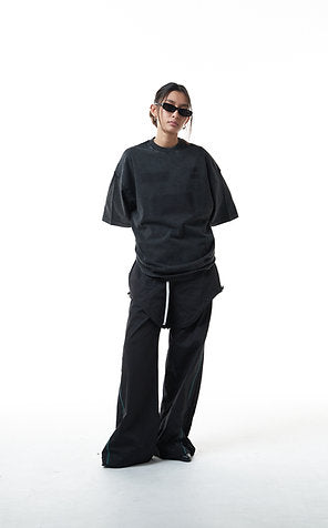 Double Back No Logo T-Shirt Oversized - Washed Black