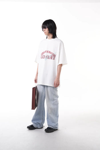 Double Back Too Many Logo T-Shirt Oversized - White