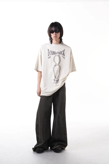 Double Back Infinity Snake T-Shirt Oversized - Beige