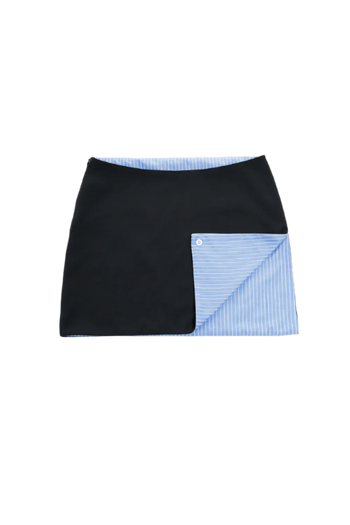 Double Back Fold Up Skirt - Dark Turquoise / Blue Stripes