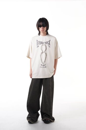 Double Back Infinity Snake T-Shirt Oversized - Beige