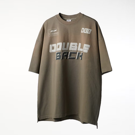 Double Back - Washed Sport Logo Oversized Tee - Green