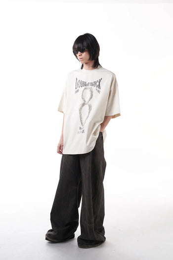 Double Back Infinity Snake T-Shirt Oversized - Beige
