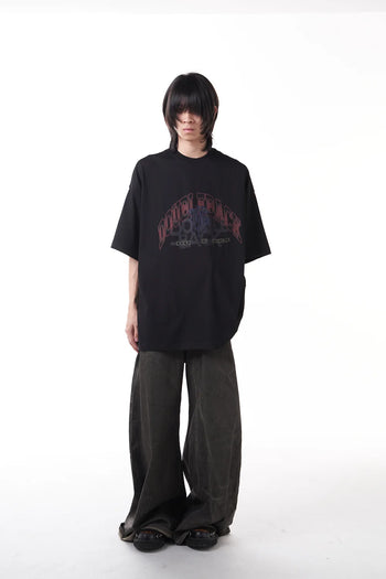 Double Back Too Many Logo T-Shirt Oversized - Black
