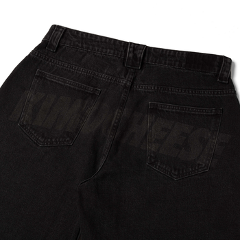 K.M.C - Logo Faded Black Washed Jorts