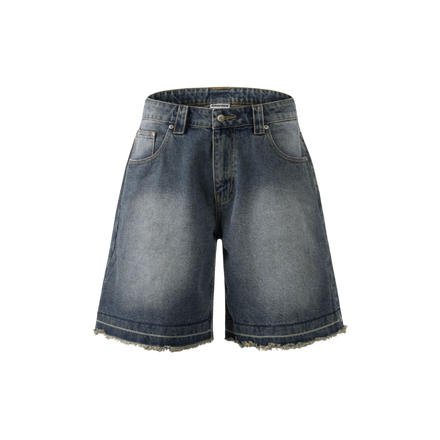 K.M.C - Logo Faded Steel Blue Washed Jorts