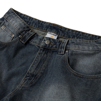 K.M.C - Logo Faded Steel Blue Washed Jorts