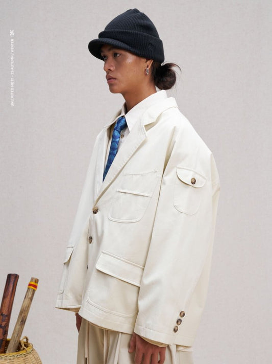 Unlimited Mote - Japanese Minimal  Blazer Jacket - White
