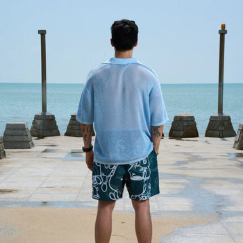 TNT x Dmeow - Tides Knitted Polo - Blue