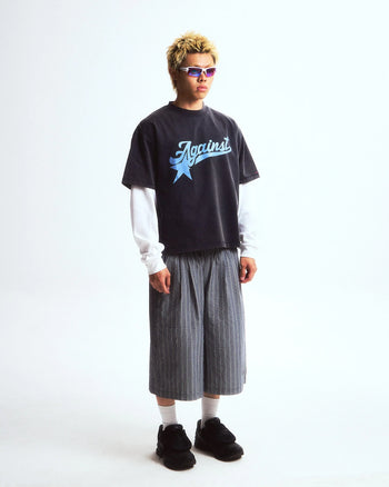 Against Lab - A-Star Washed Boxy Tee - Mid Night