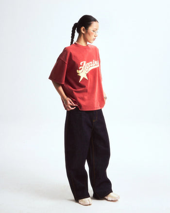 Against Lab - A-Star Washed Boxy Tee - Red