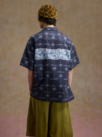 Unlimited Mote - Tropical Palm Aloha Shirt - Blue