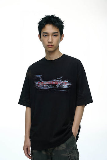 Double Back - Car Paint Scratch T-Shirt Oversized - Black
