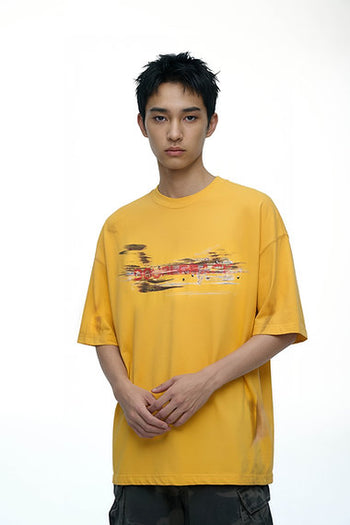 Double Back - Car Paint Scratch T-Shirt Oversized - Yellow