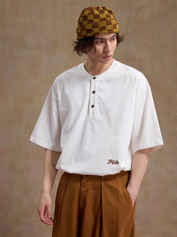 Unlimited Mote - Henley Short Sleeve Tee - Off-White