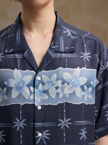 Unlimited Mote - Tropical Palm Aloha Shirt - Blue
