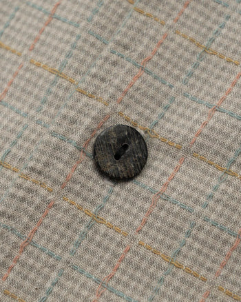 FTMD. Collarless Patchwork Vest - Khaki Plaid