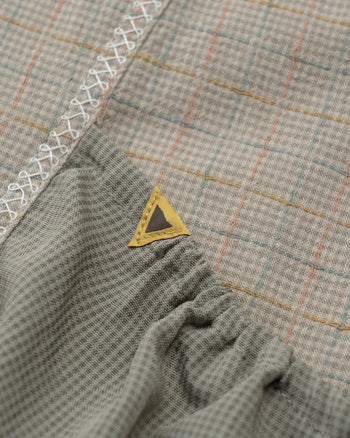 FTMD. Collarless Patchwork Vest - Khaki Plaid