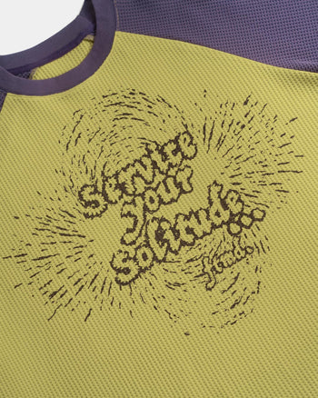 FTMD. Service Your Solitude L/S Waffle Tee - Mustard Green & Purple