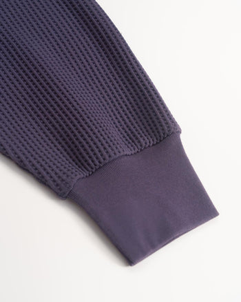FTMD. Service Your Solitude L/S Waffle Tee - Mustard Green & Purple
