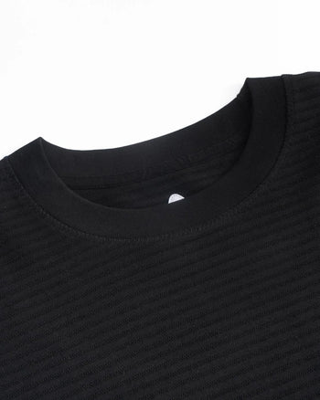 FTMD.Textured Striped L/S Tee - Black