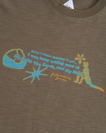 FTMD. Mind Over Noise Slub Tee - Olive Brown