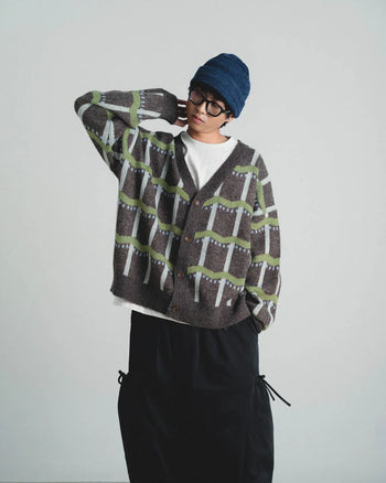 FTMD. Solitude Mohair Cardigan - Brown Green