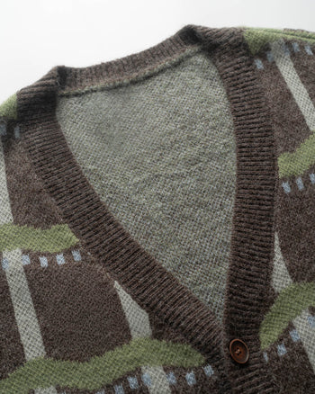 FTMD. Solitude Mohair Cardigan - Brown Green