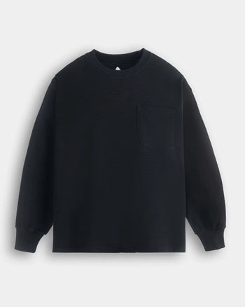 FTMD.Textured Striped L/S Tee - Black