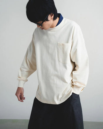 FTMD.Textured Striped L/S Tee - Cream