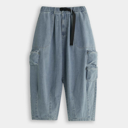 FTMD . Denim Cargo Over Pants - Washed Denim