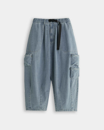 FTMD . Denim Cargo Over Pants - Washed Denim