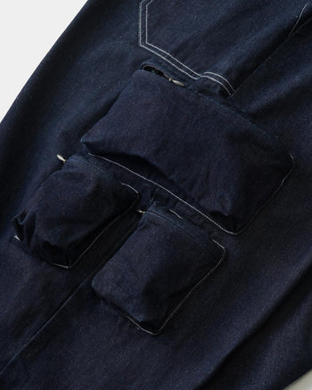 FTMD . Denim Cargo Over Pants - One Wash Denim