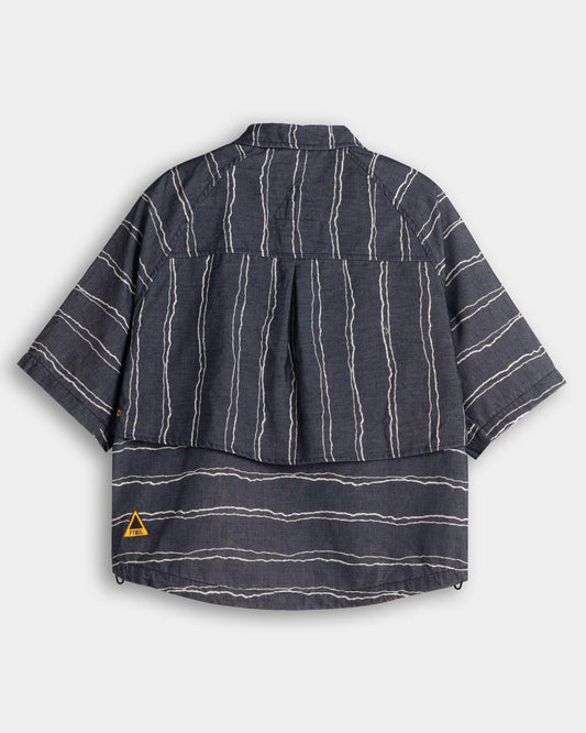 FTMD. Raglan Easy Overshirt - Striped Navy