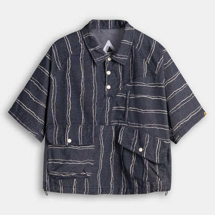 FTMD. Raglan Easy Overshirt - Striped Navy