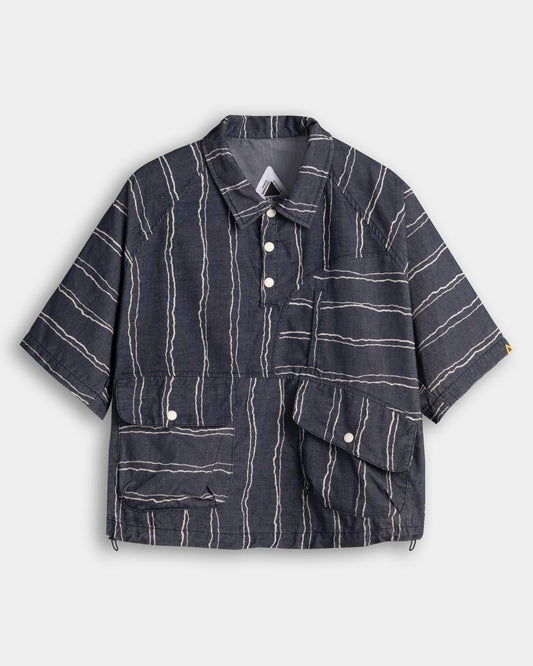 FTMD. Raglan Easy Overshirt - Striped Navy