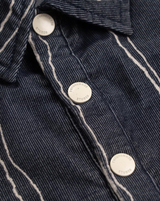 FTMD. Raglan Easy Overshirt - Striped Navy