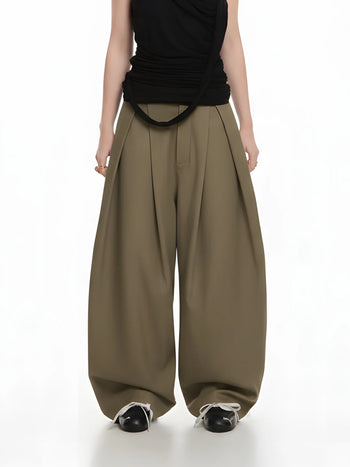 Melancholy - Lunar Pleated Wide Pants - Brown
