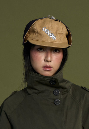 Goers Studio - Bennett Denim Fitted Trapper Hat - Beige & Black