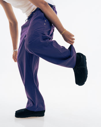 HdPc Pleated Nylon Wide Pants Royal Purple