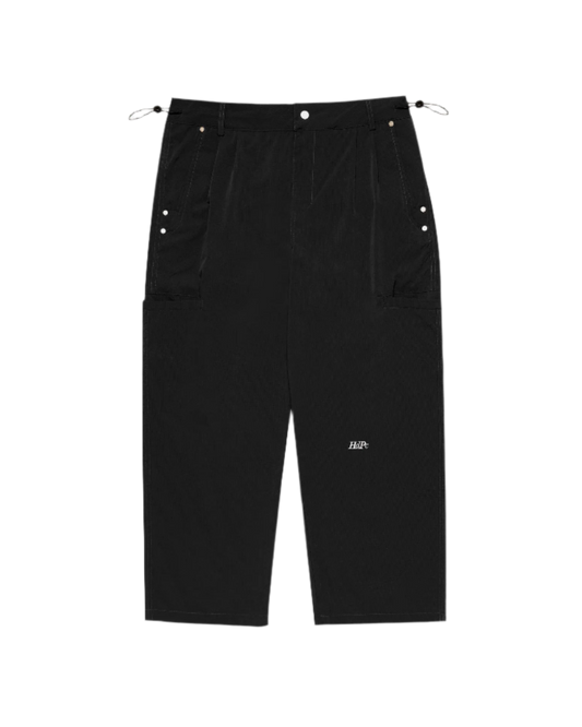 HdPc Pleated Nylon Wide Pants Black