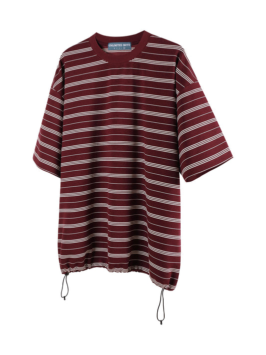 Unlimited Mote - Striped Drawstring Balloon Tee - Red