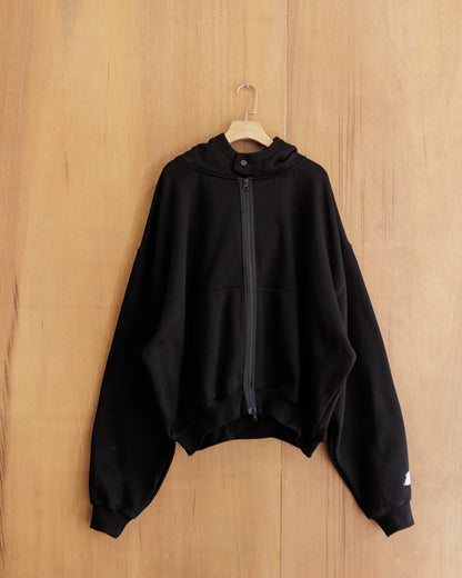 BEUTER® Matte Black Boxy Zip Hoodie