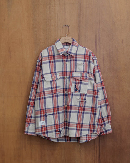 A.O.P Distressed Plaid Shirt